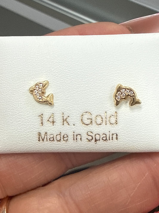 14  earrings dolphins screw back