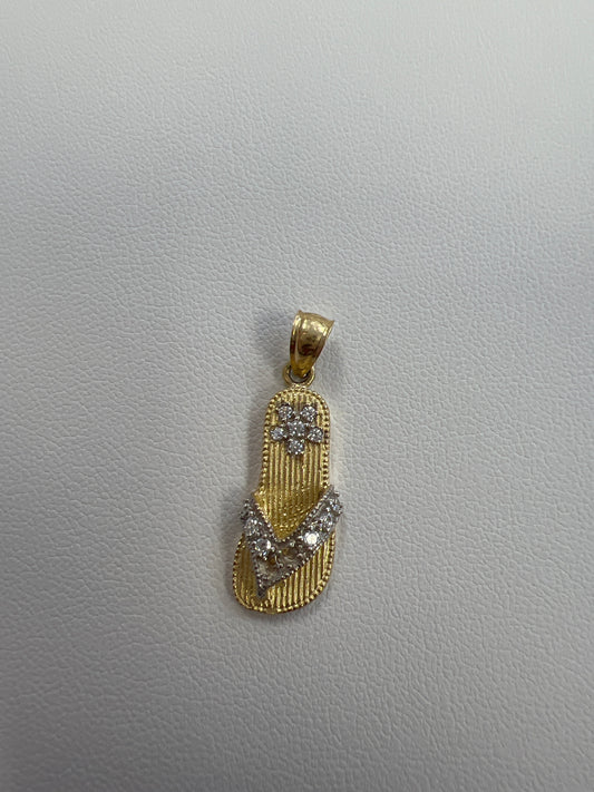 14k pendant flip flop w/ stones