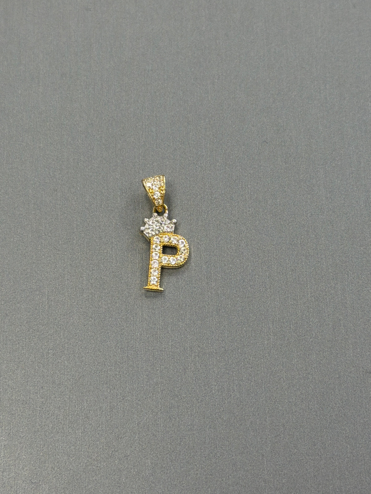 14k letter P pendant with Cz’s stones