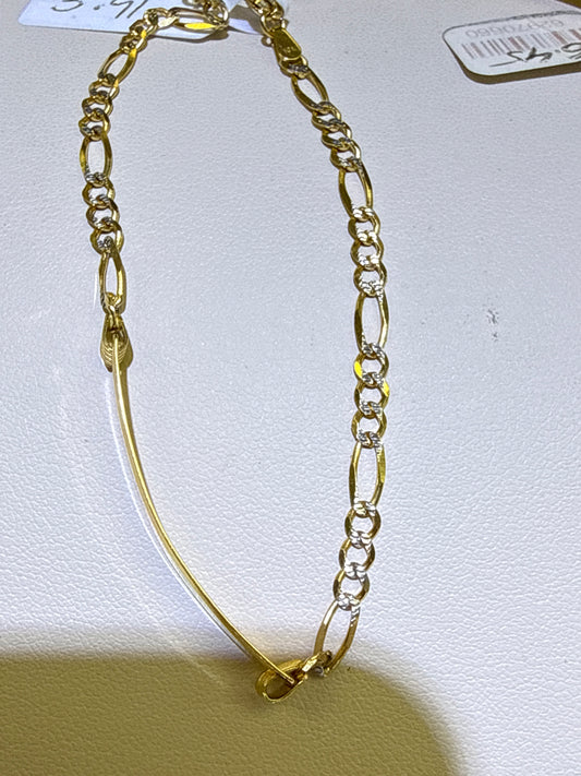 10k figaro plain bracelet 7”
