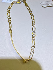 14k figaro 2color bracelet 7”