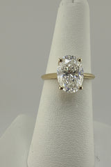 14k oval lab diamond ring 3.00 CT plain band