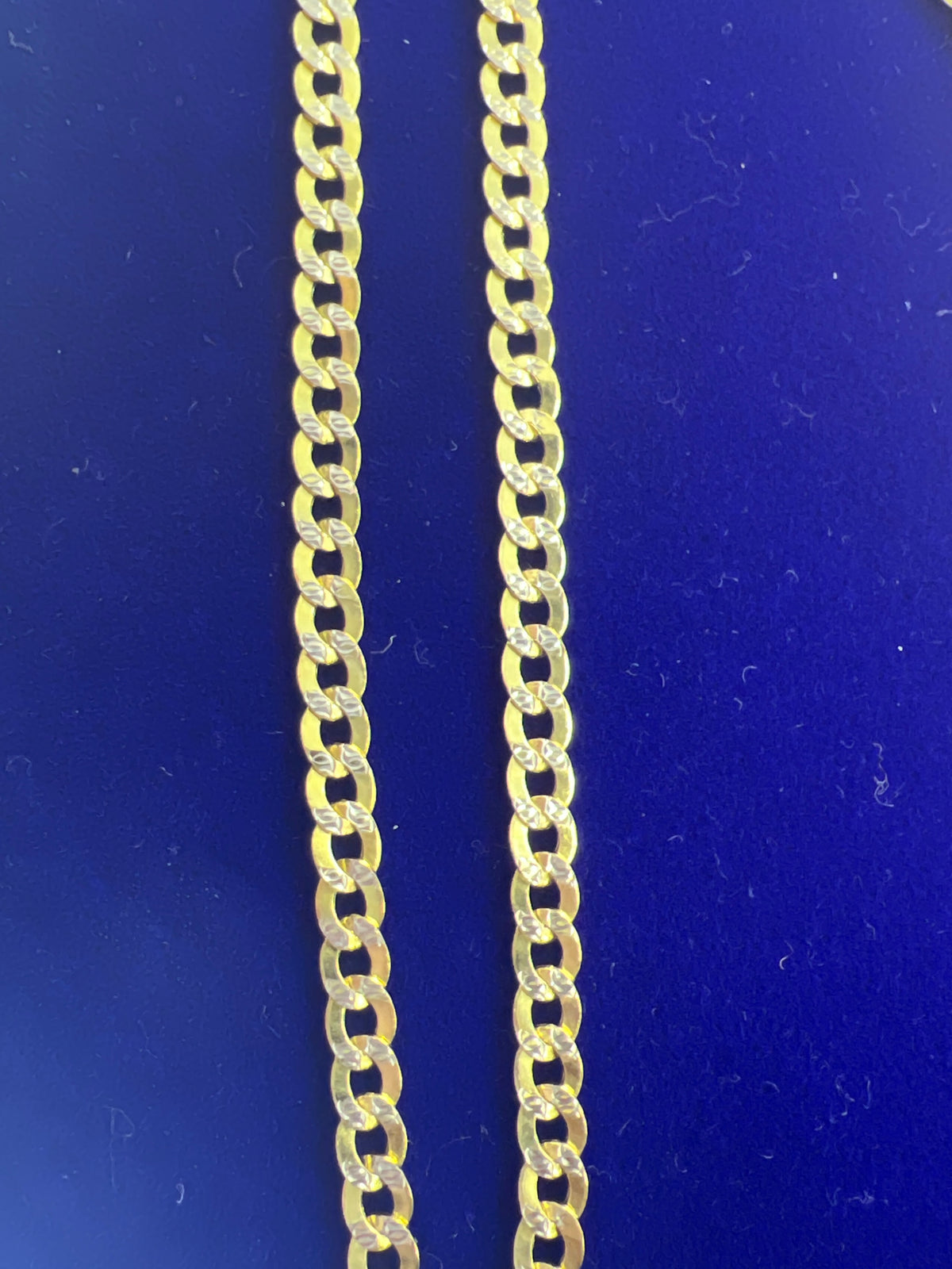 14k yellow gold cuban style white diamond cut necklace 24” 5.93g