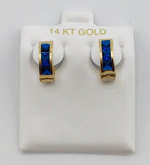 14k Baby and ladies earring small blue hoop