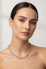 14k Necklace  3 color beats with diamond cut bolas 18” 12.65grams