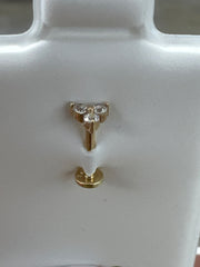 14k earring piercing boca mount with 3 stones