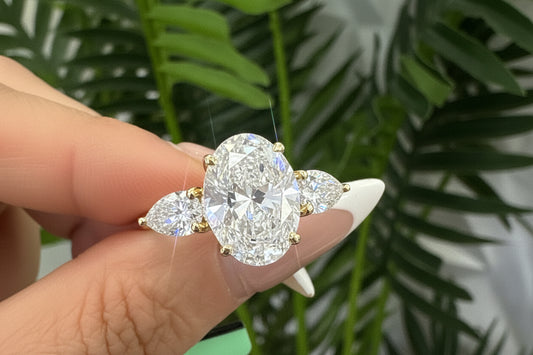 14k  Diamond Engagement oval with 2 tear drop 2.50ct