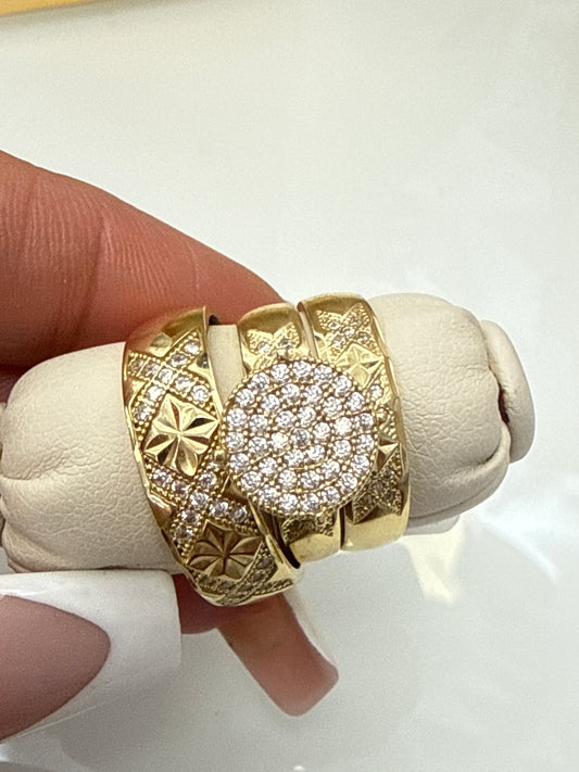 14k trio set wedding engagement men and ladies