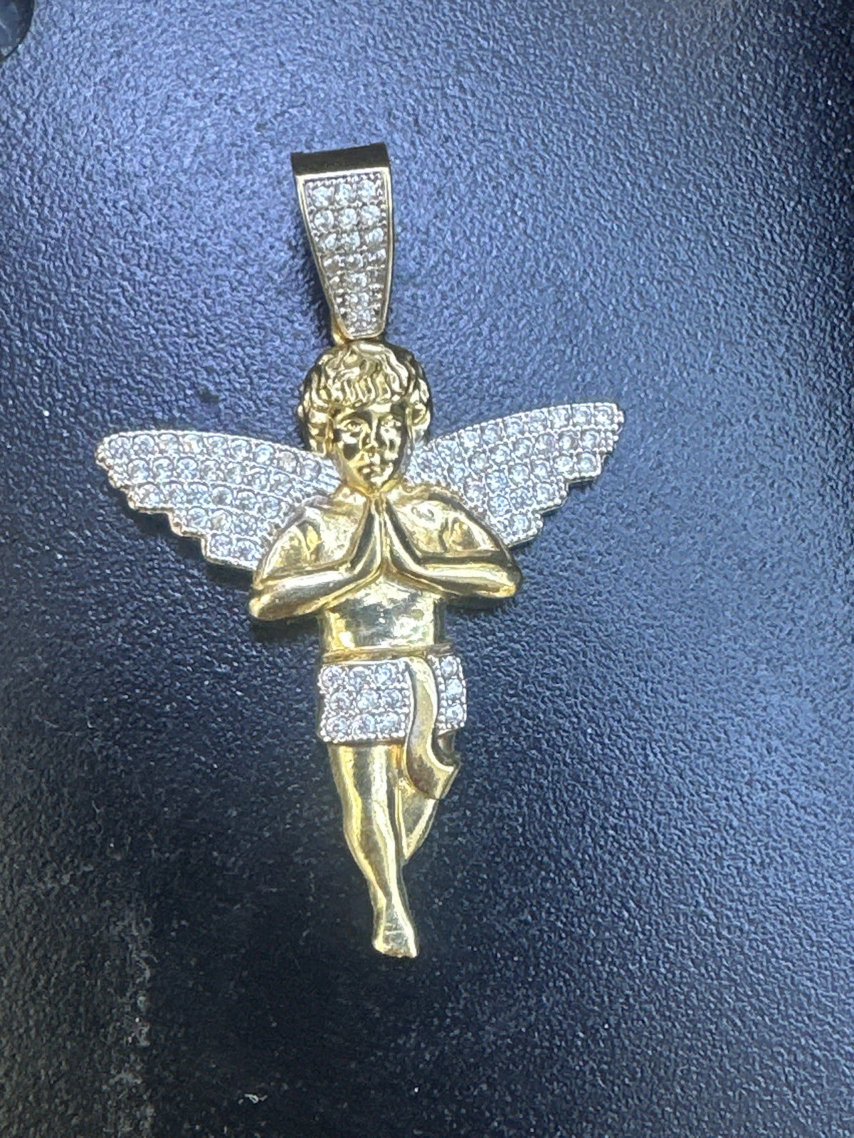 14k Angel Pendant with stones on wings