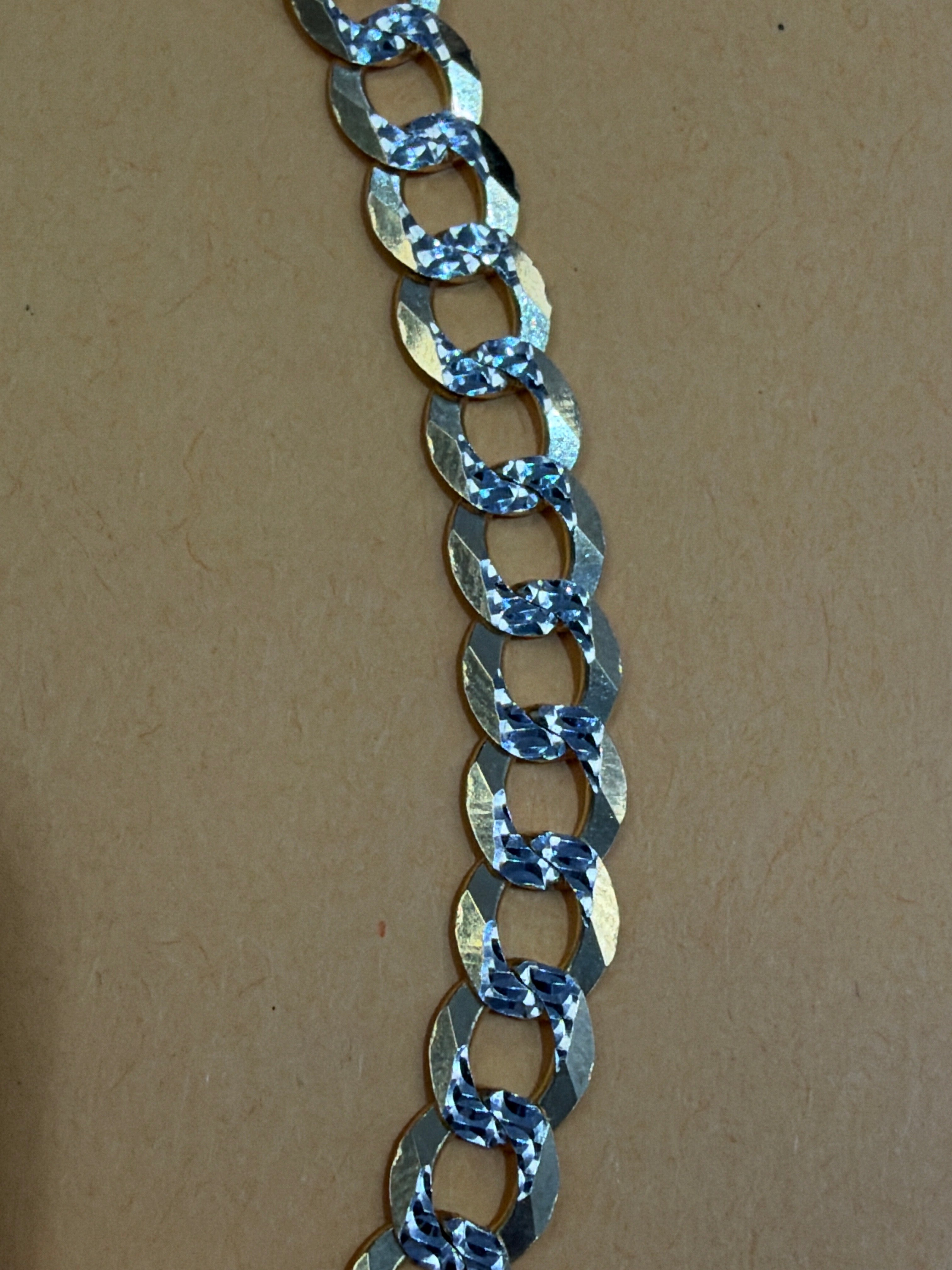 14k cuban with white diamond cut pave 22" 18.5 grams 5.6mm