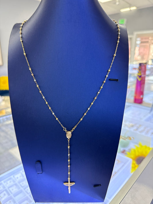 14k Rosary  necklace rose gold