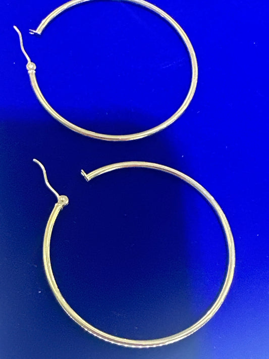 14k Earring big hoop yellow gold plain