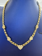 10k Monaco plain necklace with heart 17”