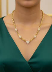 10k Monaco plain necklace with heart 17”