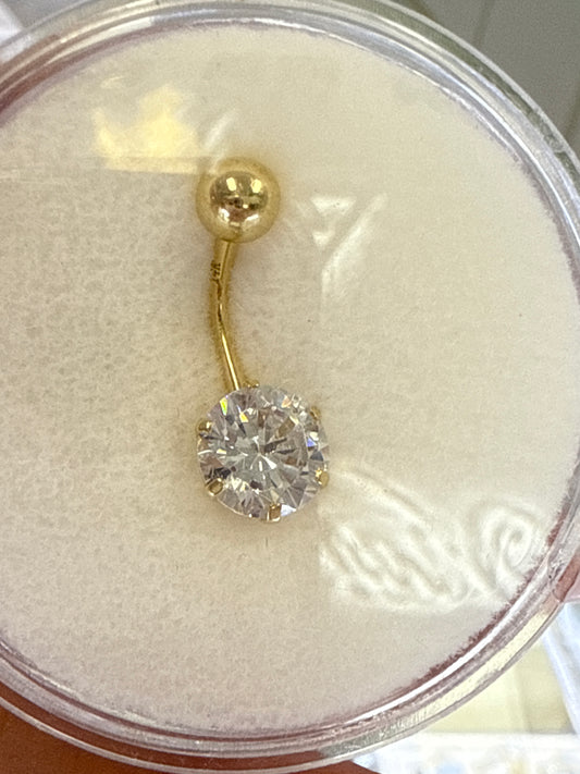 14k Earring  belly piercing with round stone
