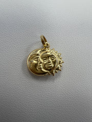 14k pendant smiling sun and moon