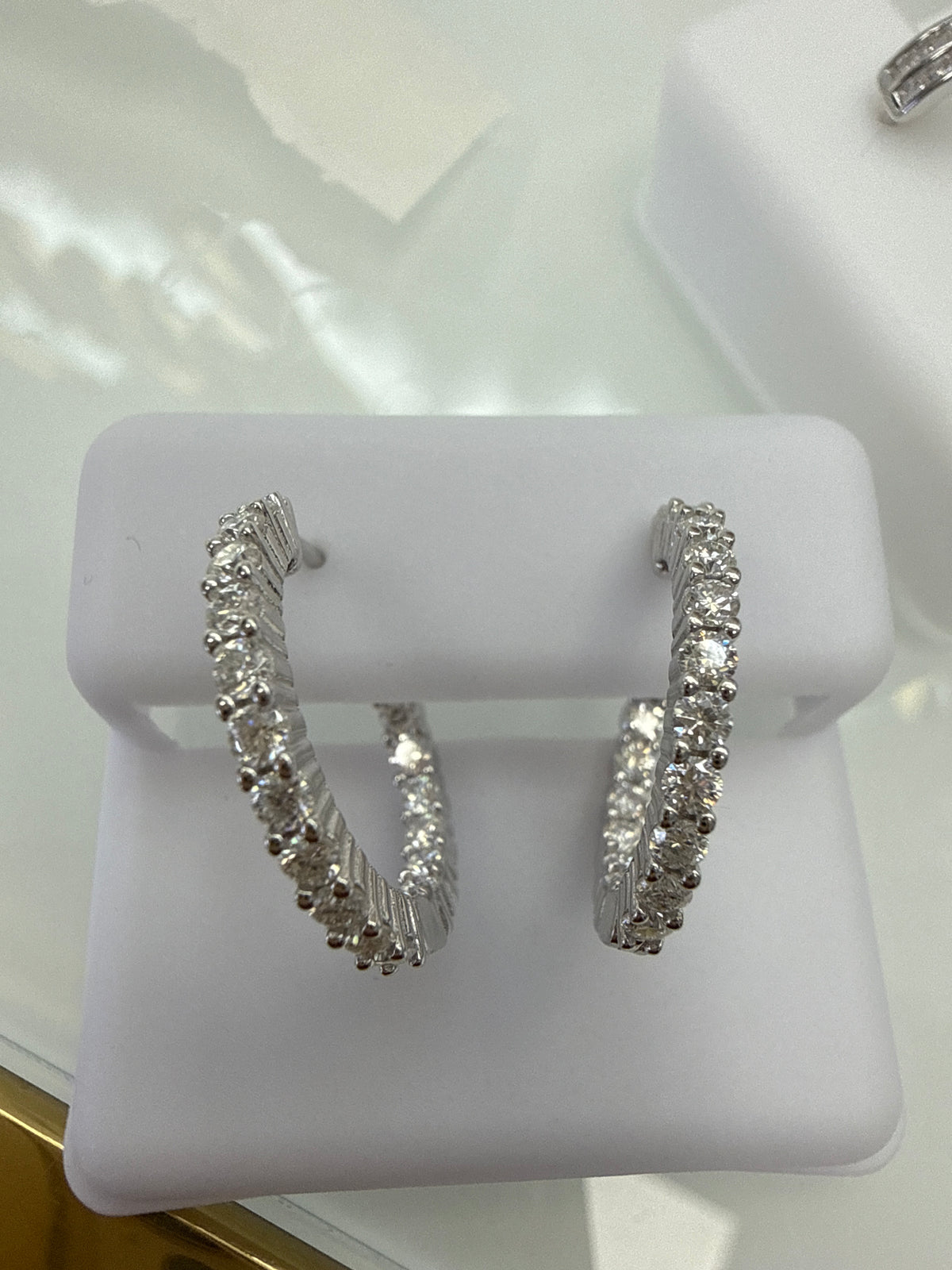 Silver 925  earring moissanite hoops Huggies