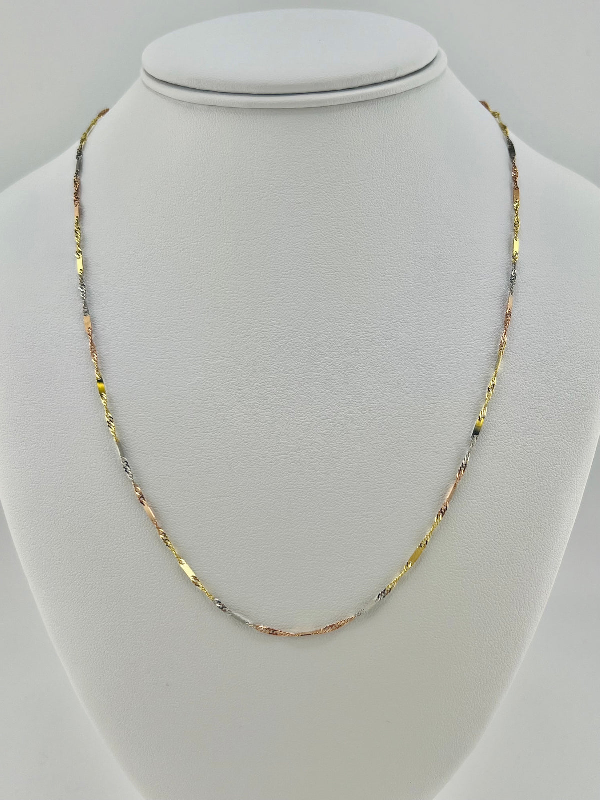 14k tri-colored rope necklace 20”