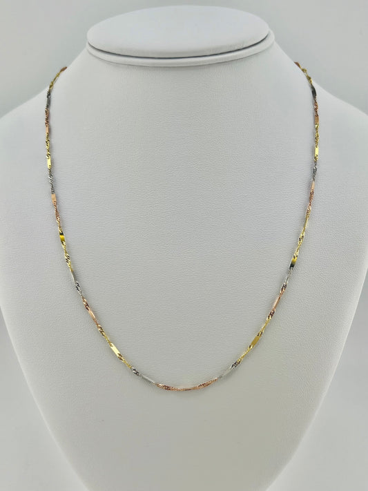 14k tri-colored rope necklace 20”