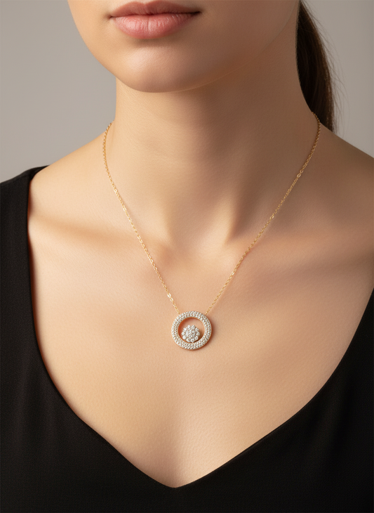 14k Necklace choker ladies circle