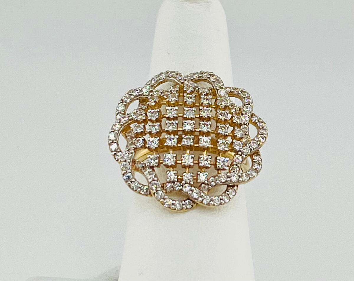 14k flower ring with stones