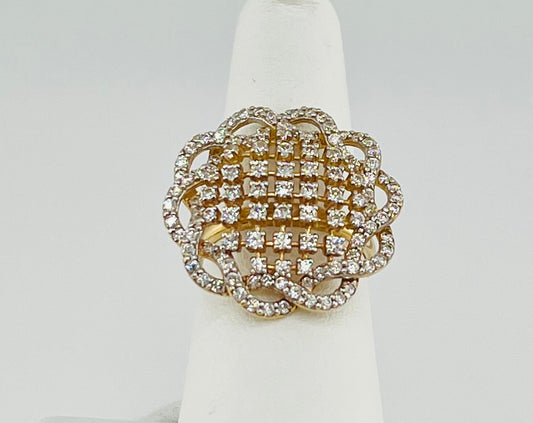 14k flower ring with stones