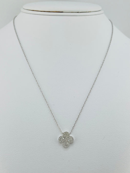 Silver diamond necklace clover 0.33ct