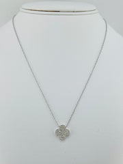 Silver diamond necklace clover 0.33ct