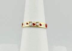 14k band with red and white hearts size 7