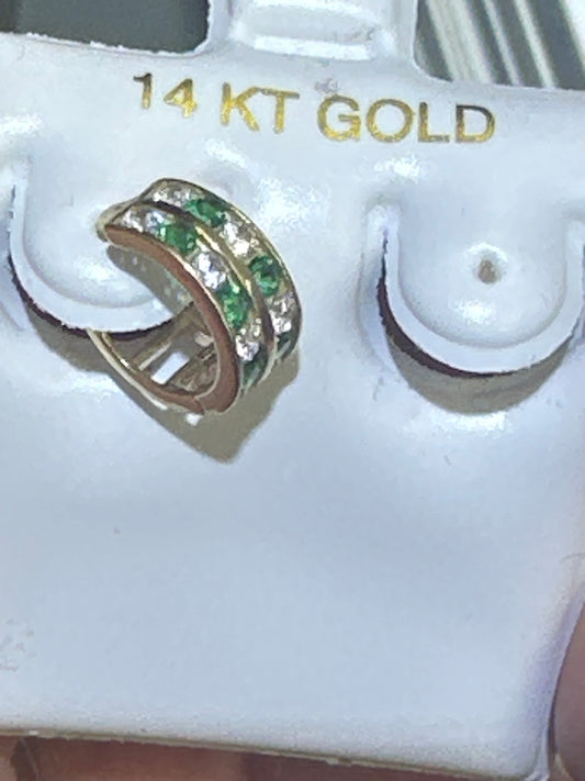 14k Baby and ladies earing green stones