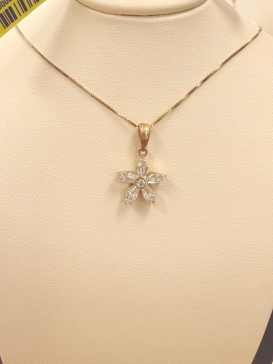 10k diamond flower necklace with 0.25ct
