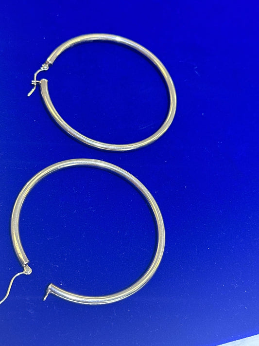 14k Earring big hoop yellow gold plain