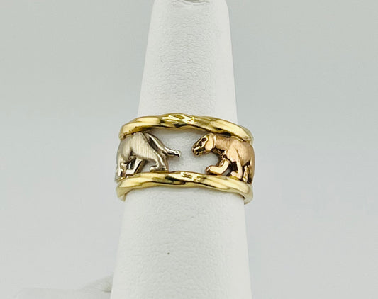14k tri-colored panther ring size 7