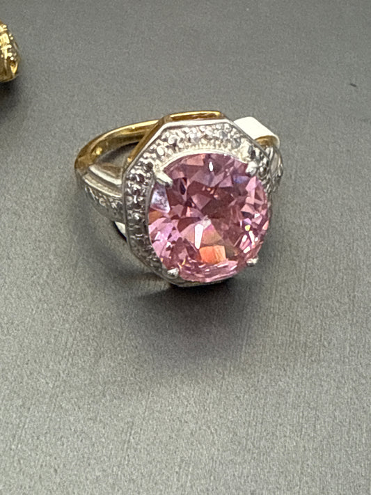 14k white & pink stones