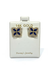 14k blue flower earrings