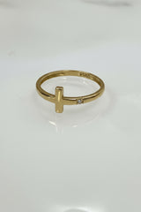 14k cross ring with one stone