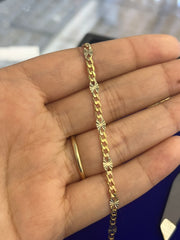 14k Tri colored gold cuban style diamond cut necklace 24” 8.58g
