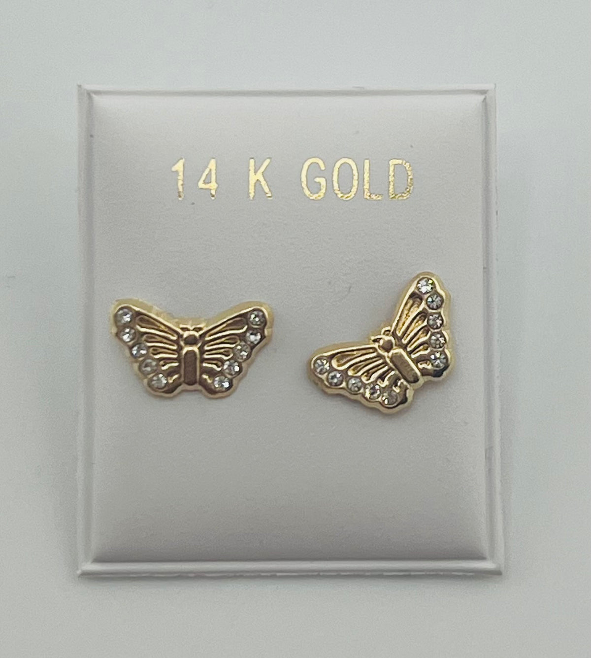 14k Baby and ladies earring butterfly with stones