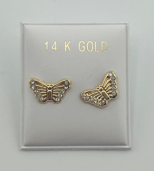 14k Baby and ladies earring butterfly with stones