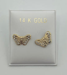14k Baby and ladies earring butterfly with stones