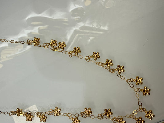 14k necklace multi hanging flowers