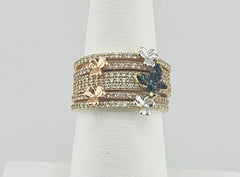 14k 3color Semanario with butterflies size 7