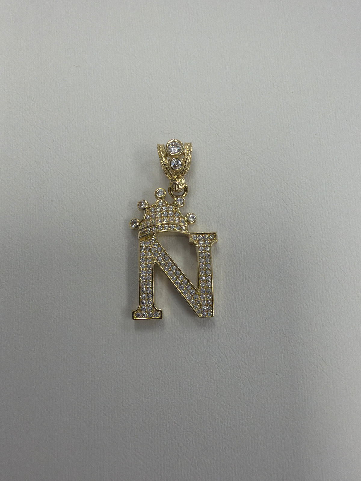14k letter N pendant with Cz’s stones