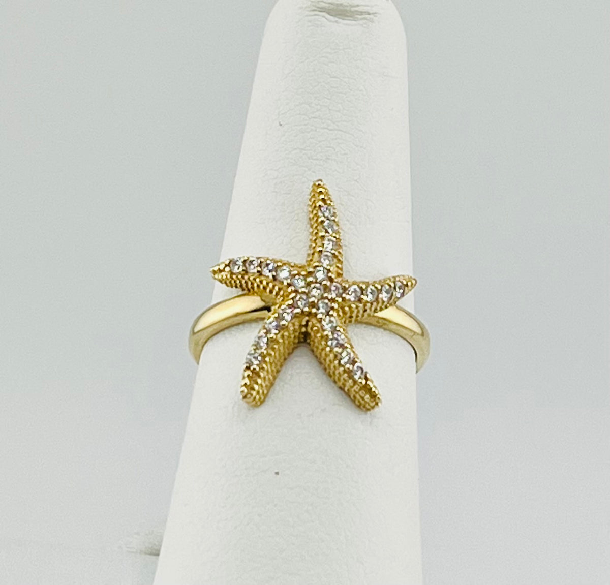 14k starfish ring with stones
