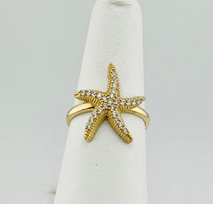 14k starfish ring with stones