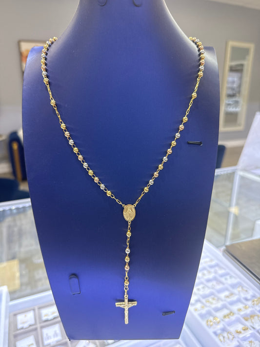14k Rosary  rose gold rosary rosario 24” necklace