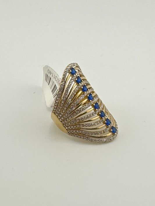 14k long ring blue stones fancy