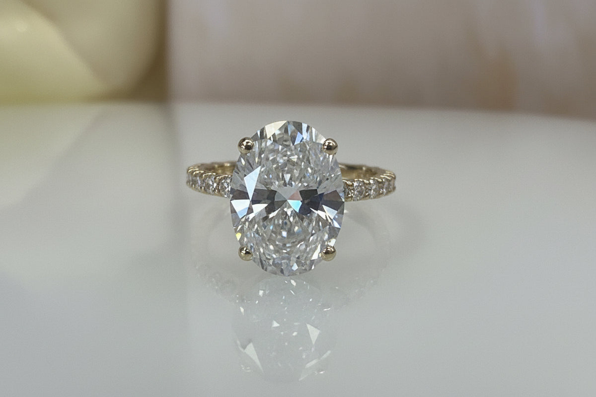 14k 6.00 ct lab diamond oval yellow gold ladies ring engagement IGI certified