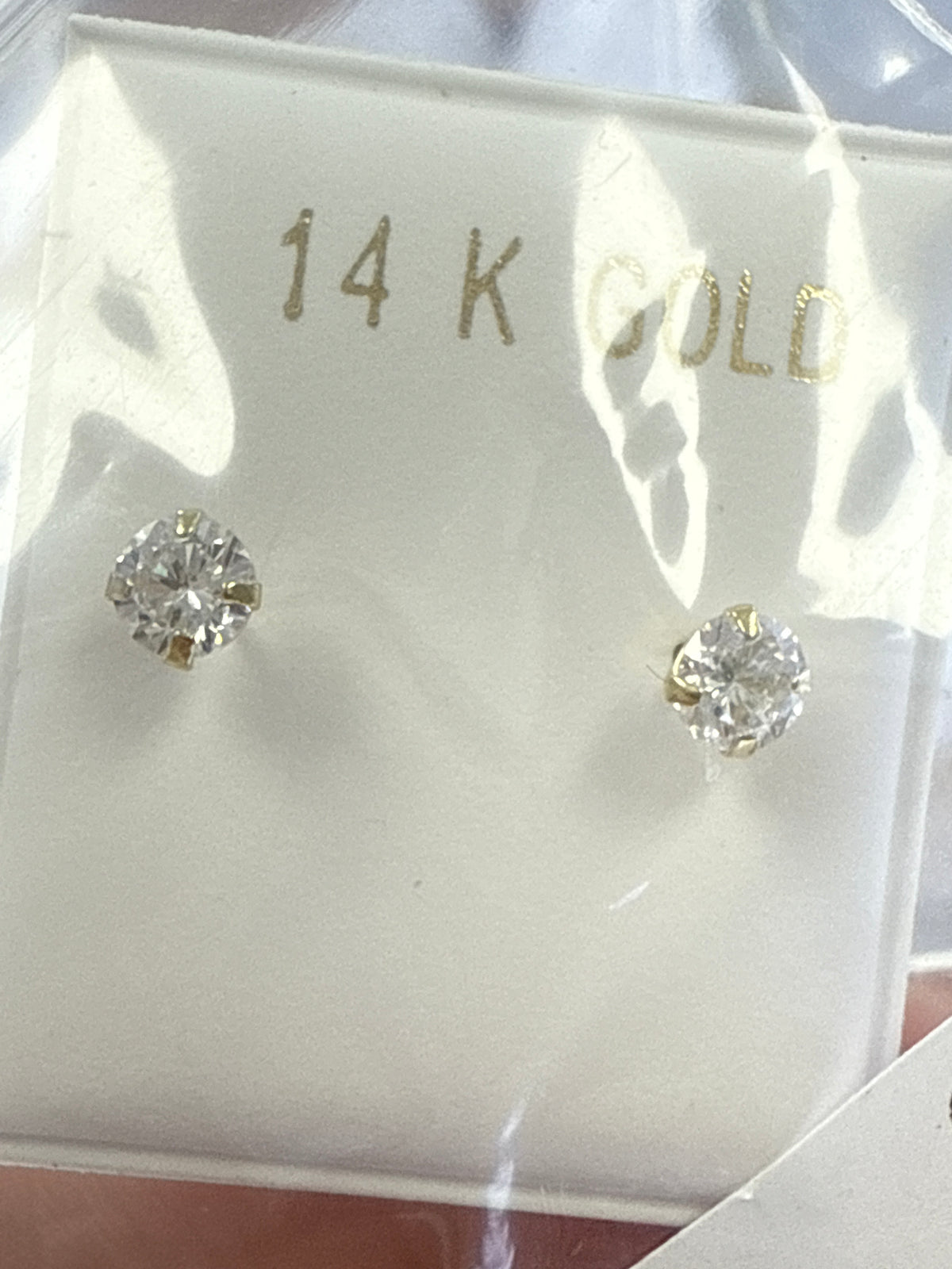 14k earrings 4mm round stone