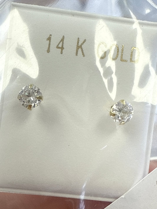 14k earrings 4mm round stone